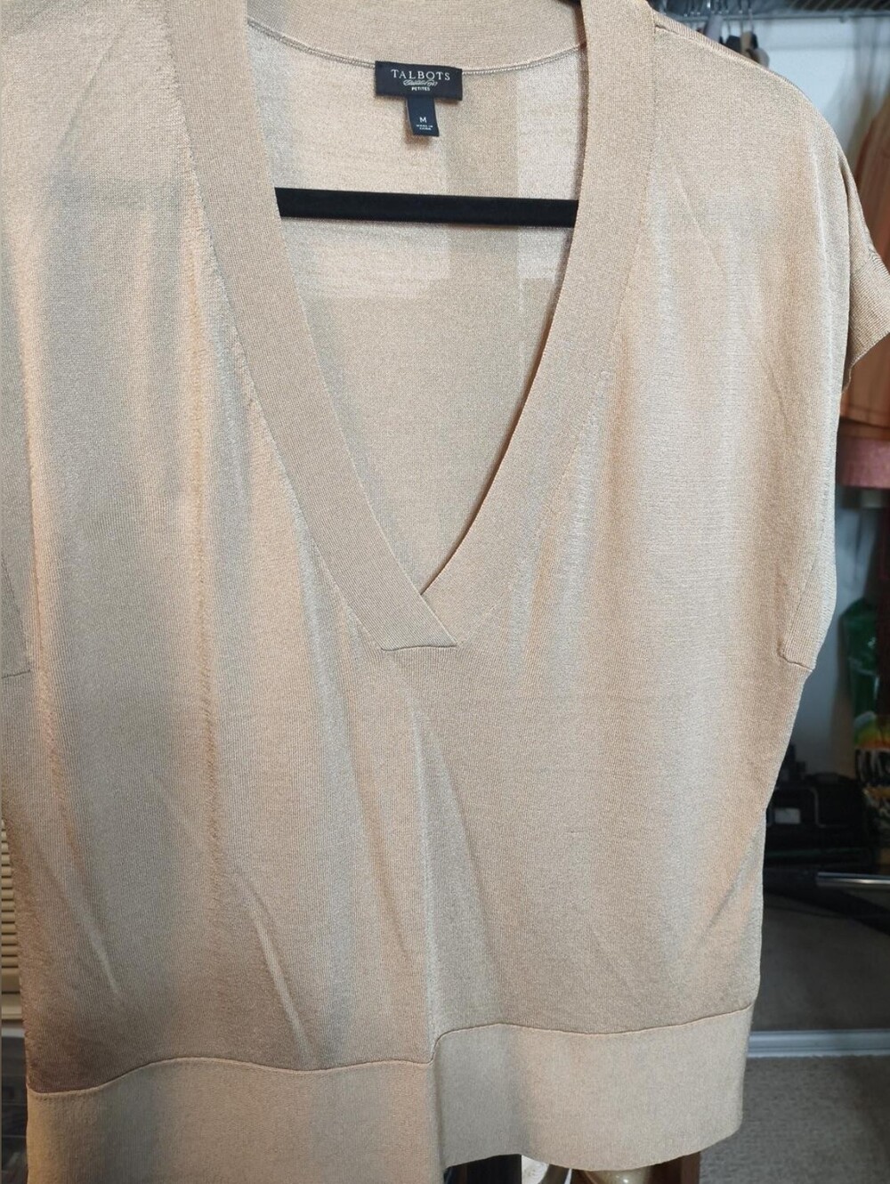013 โ Talbots Petites Beige V-Neck Dolman-Sleeve Tunic Sweater โ MP